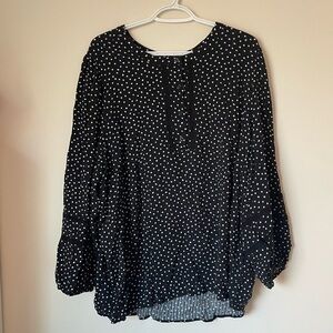 Penningtons Black and White Polka Dot Blouse 4X